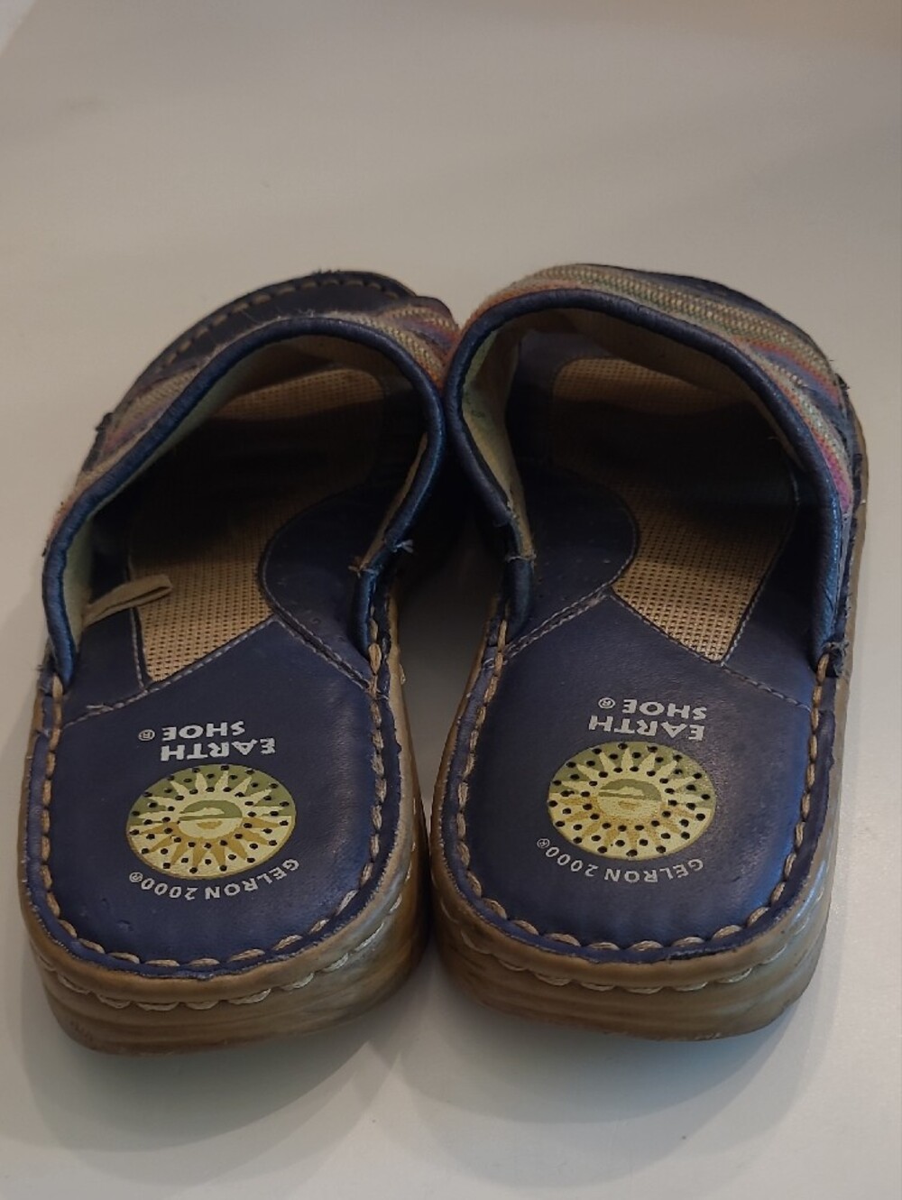 Earth Shoe Gelron2000 Tahoe Slide Sandal Multicolor Striped Print Straps - Picture 11 of 17